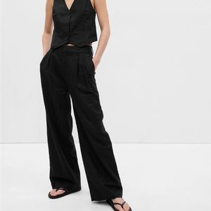 NWT Linen-Cotton Pleated Pants (Petite)